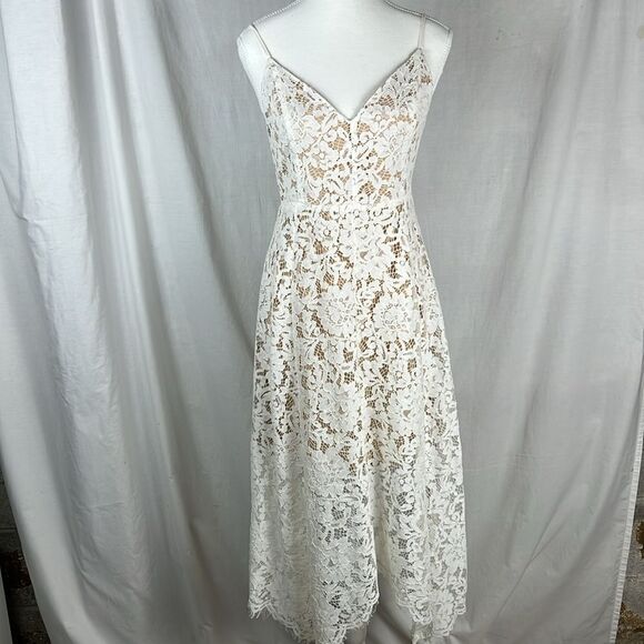 Lulus Off White Lace Dress with V Neckline - Picture 1 of 11